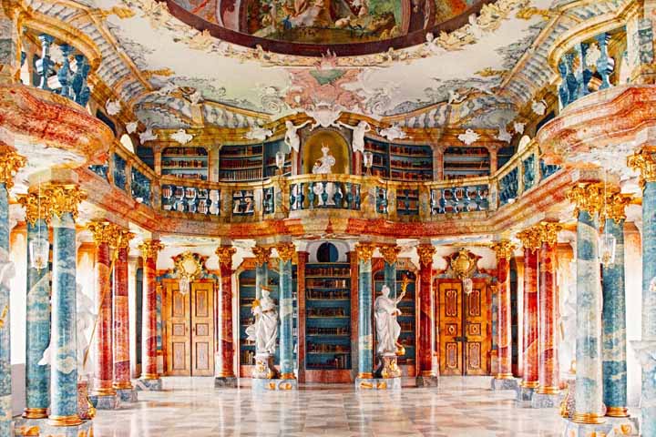 Library of Wiblingen Abbey یکی از زیباترین کتابخانه های جهان